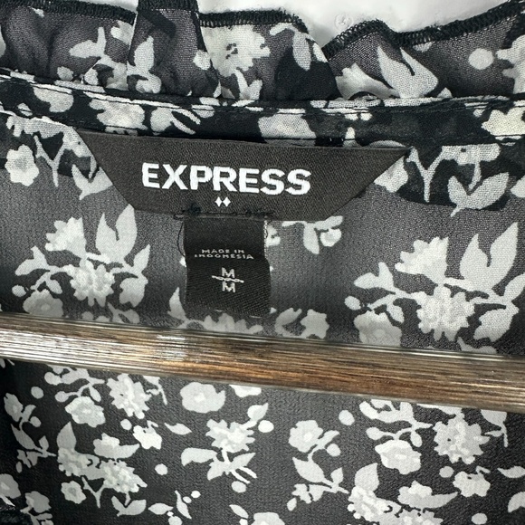 Express Black Floral Mini Dress Women M Cottagecore Coquette Fairy Romantic - Picture 2 of 5